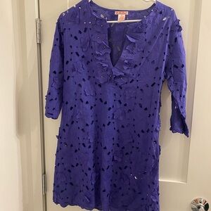 Purple Floral Cutout Blouse